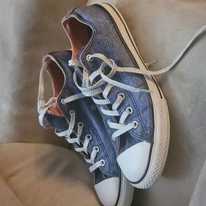 Blue Shiney converse sneakers